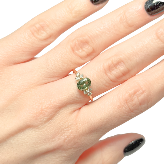 Bague Nausicaä Mini - Or Jaune 750 Saphir Vert & Diamants