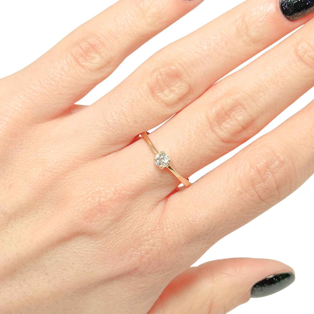 Bague Solitaire - Or Jaune 750 & Diamant