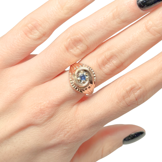 Bague Vintage Tourbillon - Or Jaune 750 & Saphir