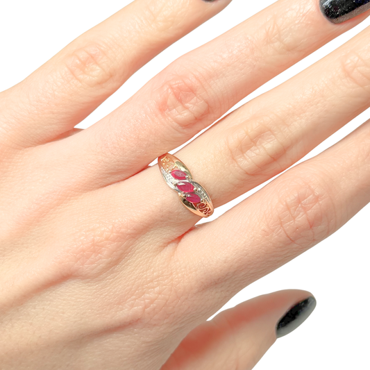 Bague Trilogie - Or Jaune 750 & Rubis