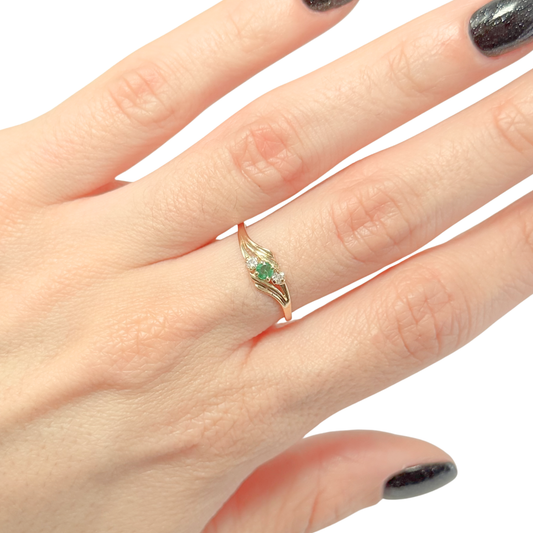 Bague Trilogie - Or Jaune 750 Émeraude & Diamants
