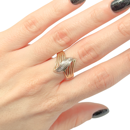 Bague Rubans Vintage - Or Jaune/Blanc 750 & Diamants