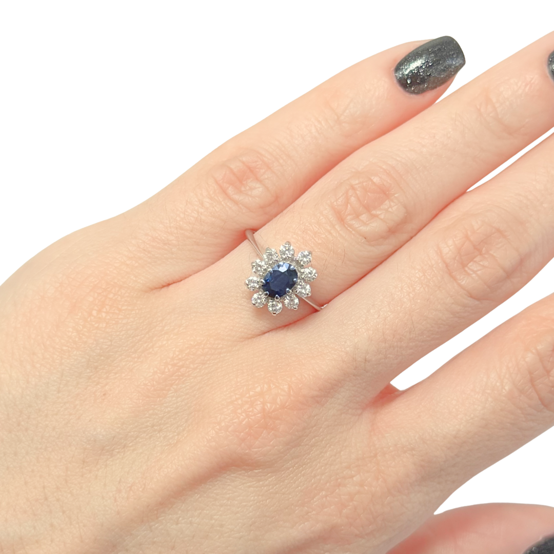 Bague Marguerite - Or Blanc 750 Saphir & Diamants