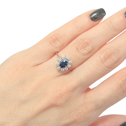Bague Marguerite - Or Blanc 750 Saphir & Diamants