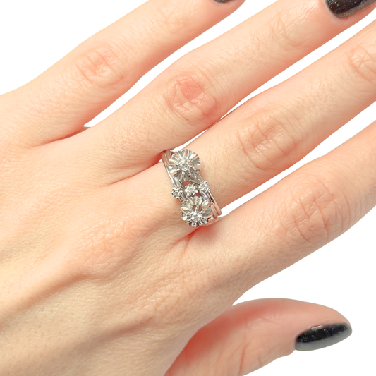 Bague Toi & Moi Vintage - Or Blanc 750 & Diamants