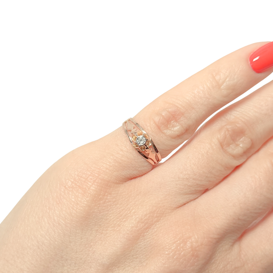 Bague Solitaire Vintage - Or Rose 750 & Diamant