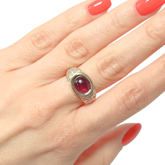 Bague Jonc - Or jaune 750 Améthyste & Diamants