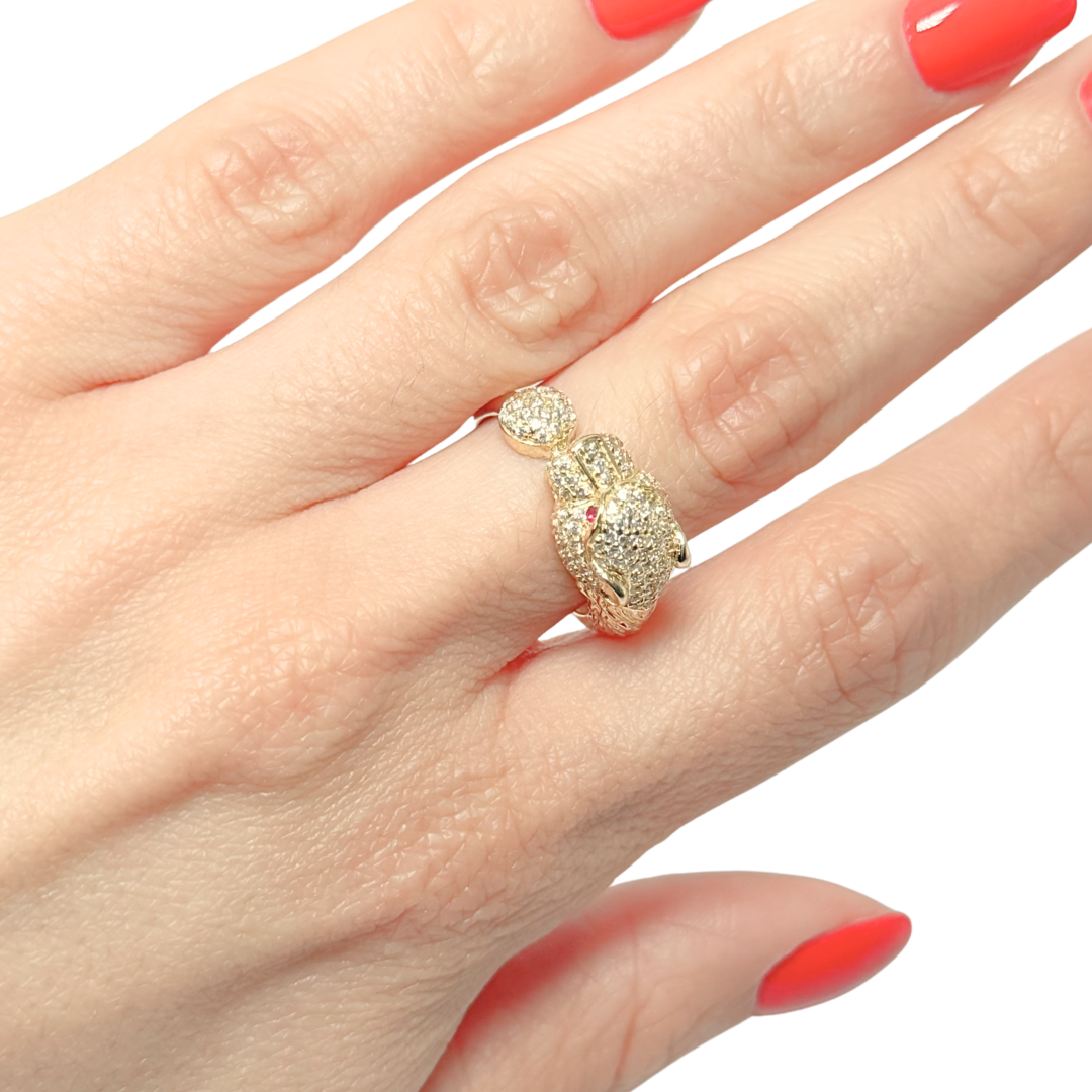 Bague Panthère - Or Jaune 750 & Zircons