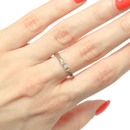 Bague Alliance Bicolore - Or Jaune/Blanc 750 & Diamants
