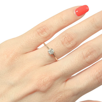 Bague Solitaire - Or Jaune 750 & Diamants