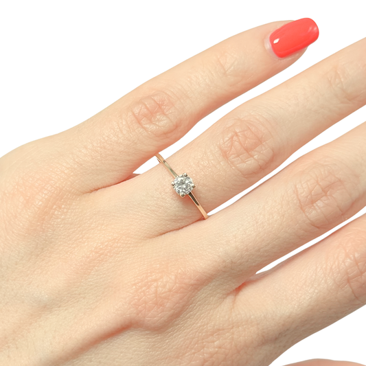 Bague Solitaire - Or Jaune 750 & Diamants
