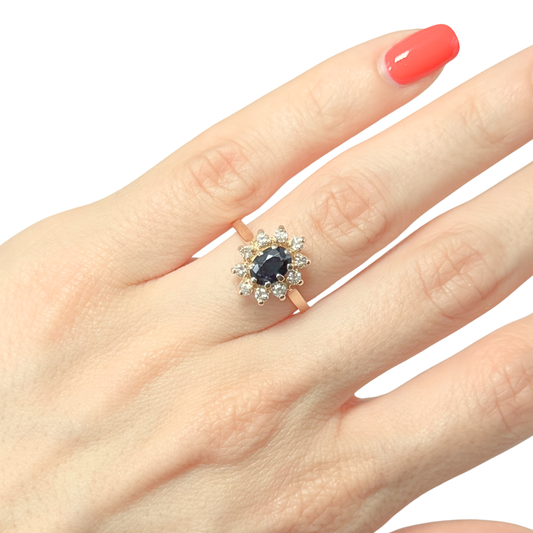 Bague Marguerite - Or Jaune 750 Saphir & Diamants