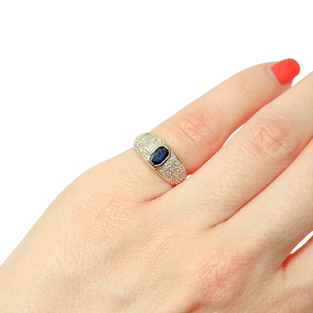 Bague Jonc - Or Jaune 750 & Saphir