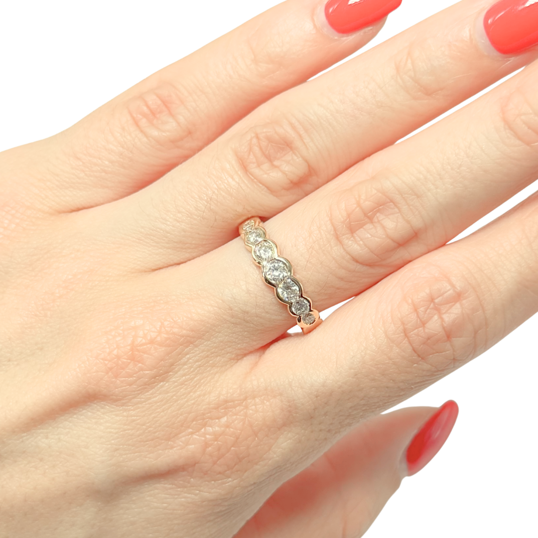 Bague Semi Alliance - Or Jaune 750 & Diamants