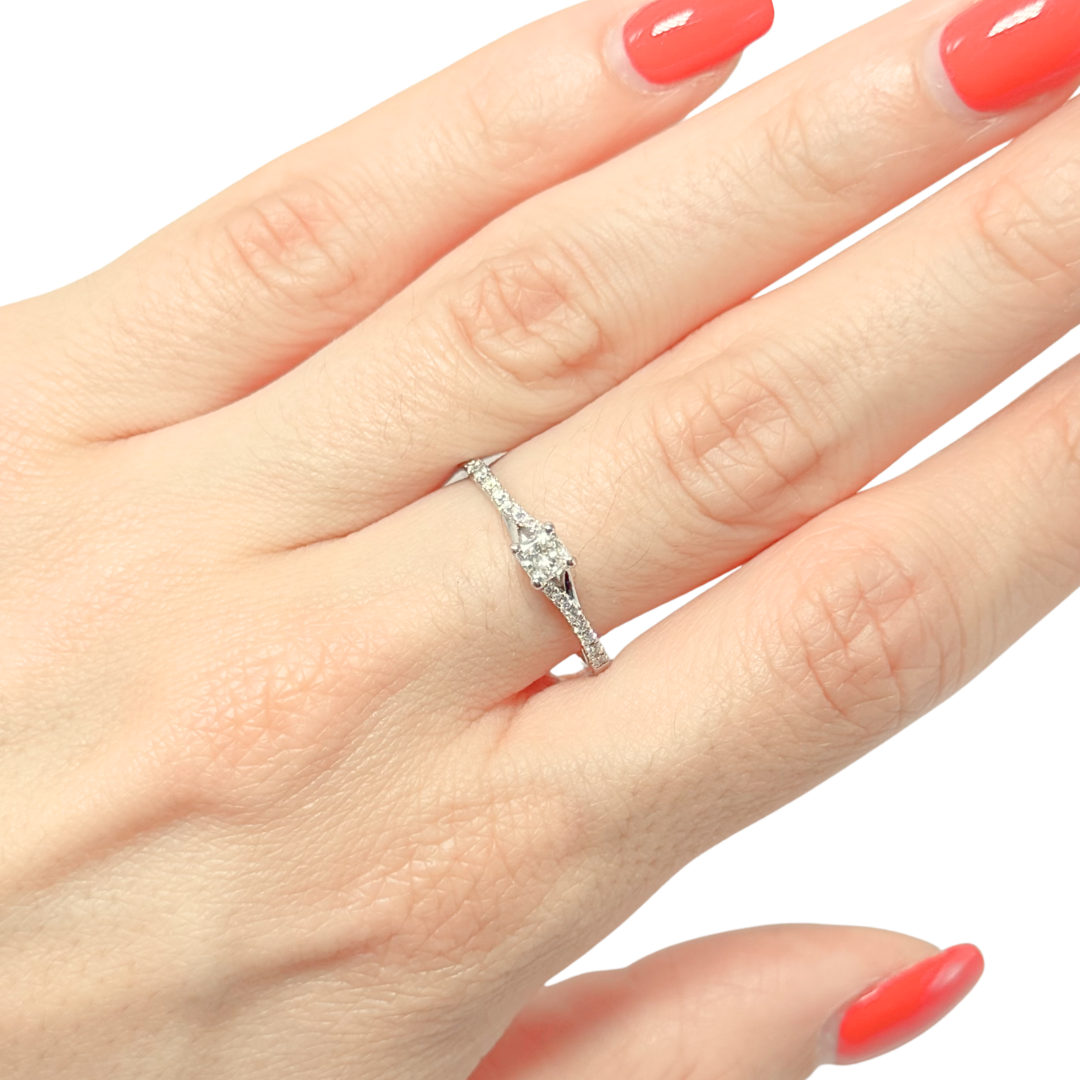 Bague Solitaire - Or Blanc 750 & Diamants