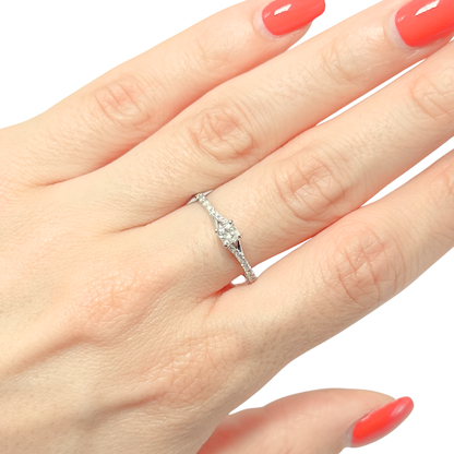 Bague Solitaire - Or Blanc 750 & Diamants