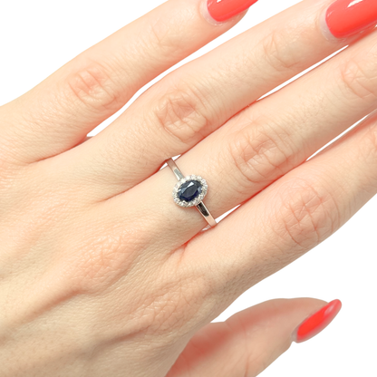 Bague Marguerite - Or Blanc 750 Saphir & Diamants