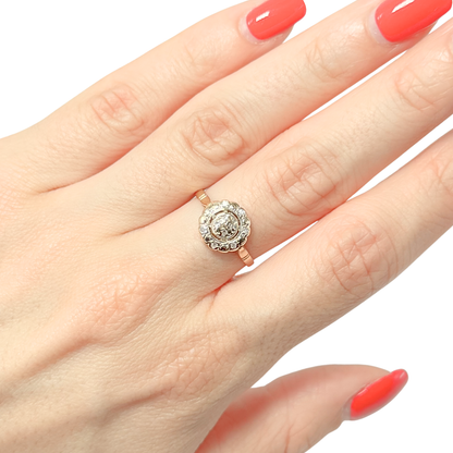 Bague Florale Vintage - Or Jaune 750 & Diamants