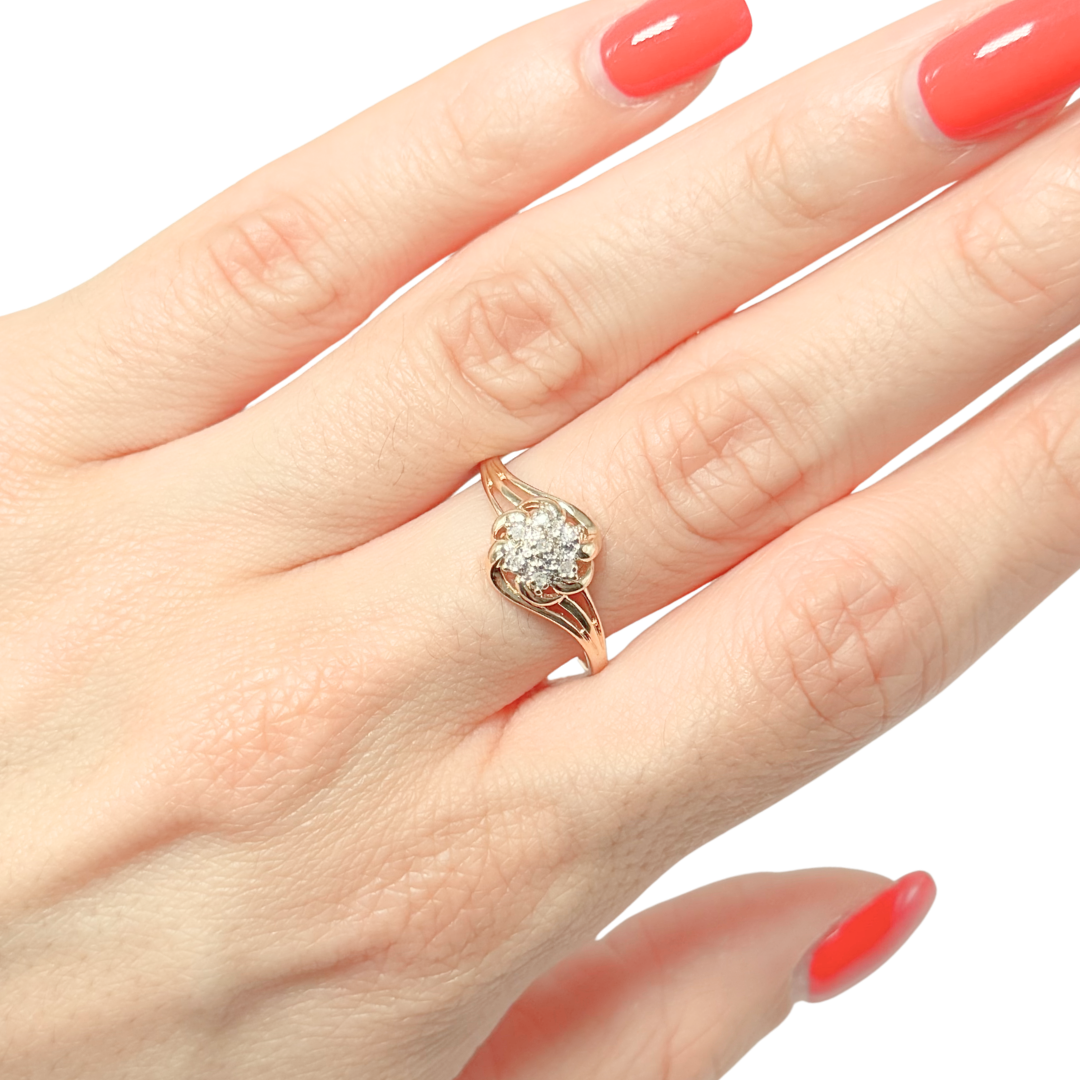 Bague Floral Vintage - Or Jaune 750 & Diamants
