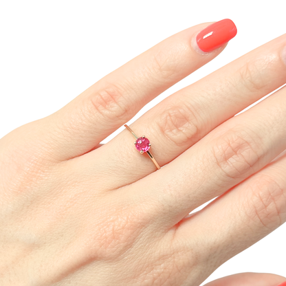 Bague Solitaire - Or Jaune 750 & Rubis
