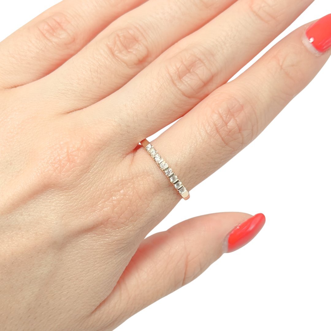 Bague Semi-Alliance - Or Jaune 750 & Diamants