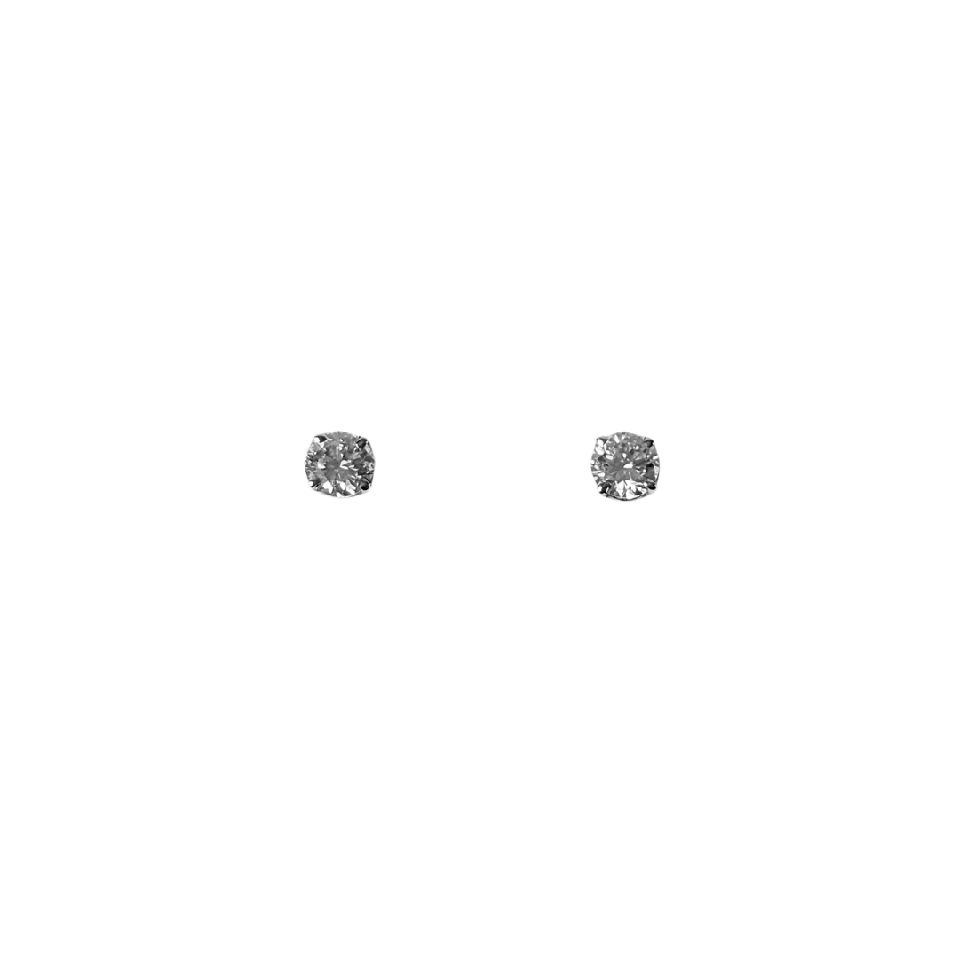 Boucles D'oreilles Puces Solitaire - Or Blanc 750 & Diamants