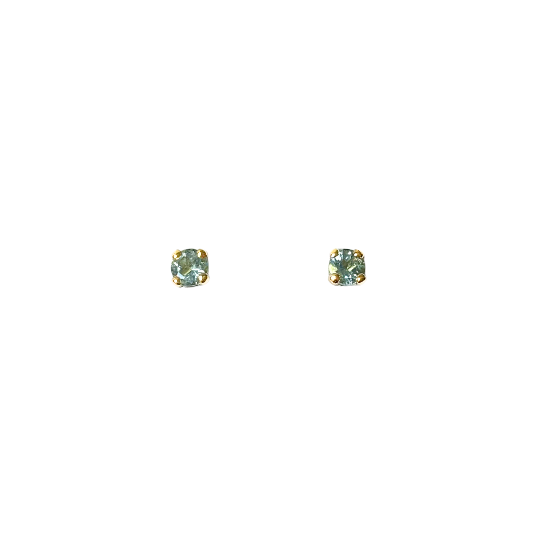 Boucles D'oreilles Puces - Or Jaune 750 & Aigues-Marines