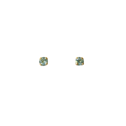 Boucles D'oreilles Puces - Or Jaune 750 & Aigues-Marines