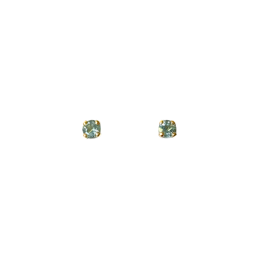 Boucles D'oreilles Puces - Or Jaune 750 & Aigues-Marines