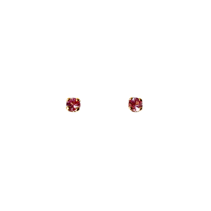 Boucles D'oreilles Puces - Or Jaune 750 & Saphirs Rose