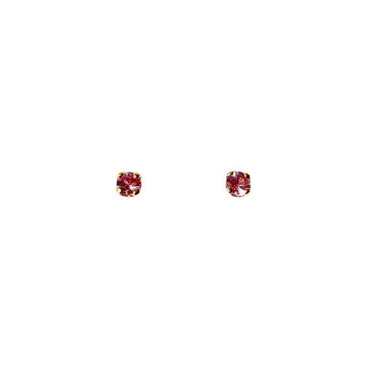 Boucles D'oreilles Puces - Or Jaune 750 & Saphirs Rose
