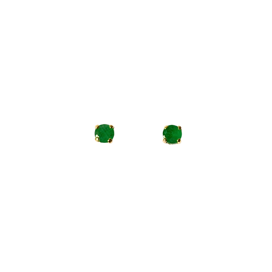 Boucles D'oreilles Puces - Or Jaune 750 & Émeraudes