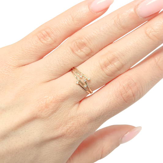 Bague Étoiles - Or Jaune 750 & Diamants