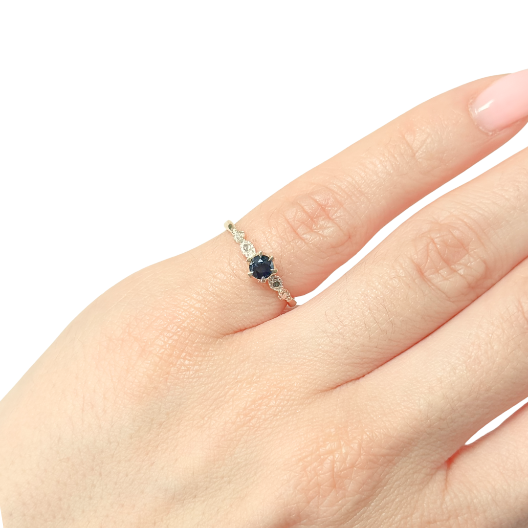 Bague Solitaire Vintage - Or Jaune 750 & Saphir