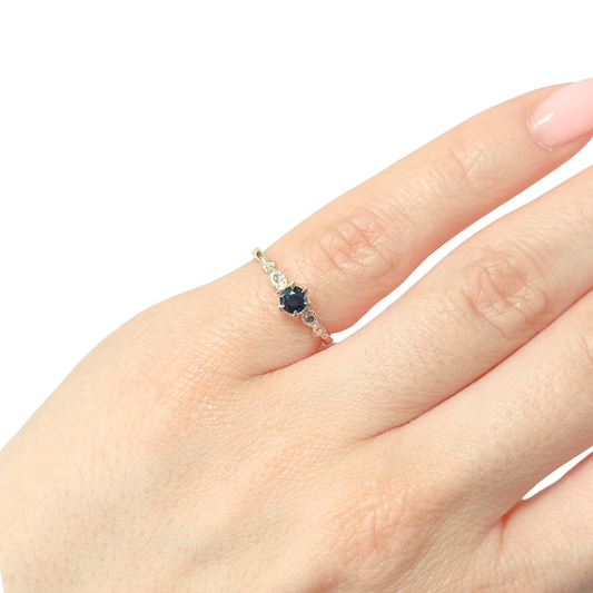 Bague Solitaire Vintage - Or Jaune 750 & Saphir