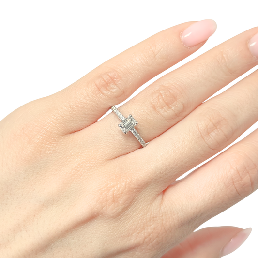 Bague Solitaire - Or Blanc 750 & Diamants