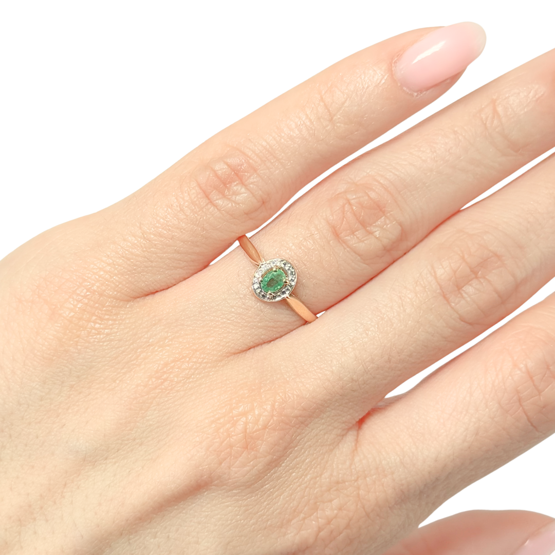Bague Solitaire - Or Jaune 750 & Émeraude