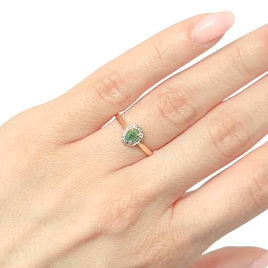 Bague Solitaire - Or Jaune 750 & Émeraude