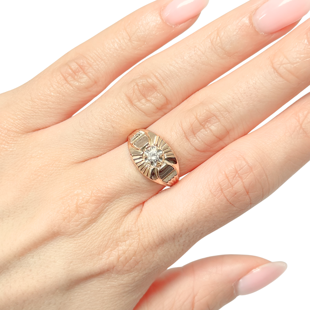 Bague Vintage Art Déco - Or Jaune 750 & Diamant