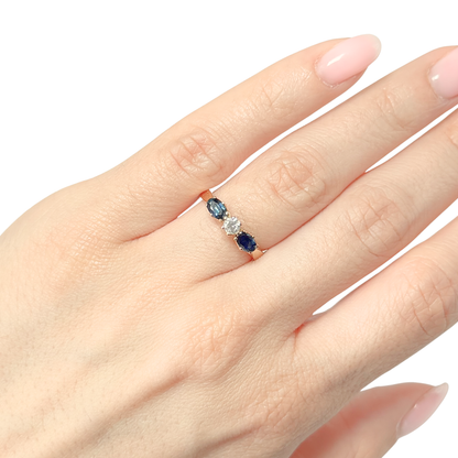 Bague Trilogie - Or Jaune 750 Saphirs & Diamant