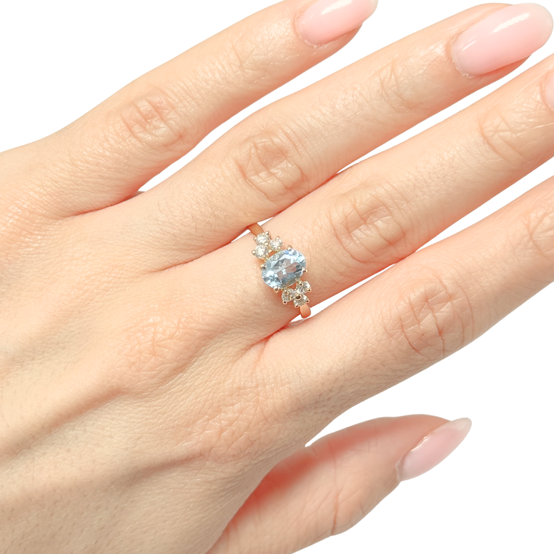 Bague Nausicaä Médium - Or Jaune 750 Aigue-Marine & Diamants