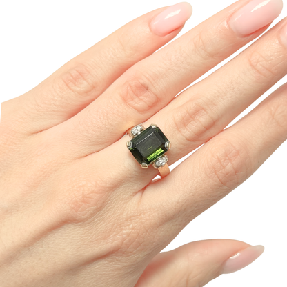 Bague Cocktail - Or Jaune 750 Péridot & Diamants
