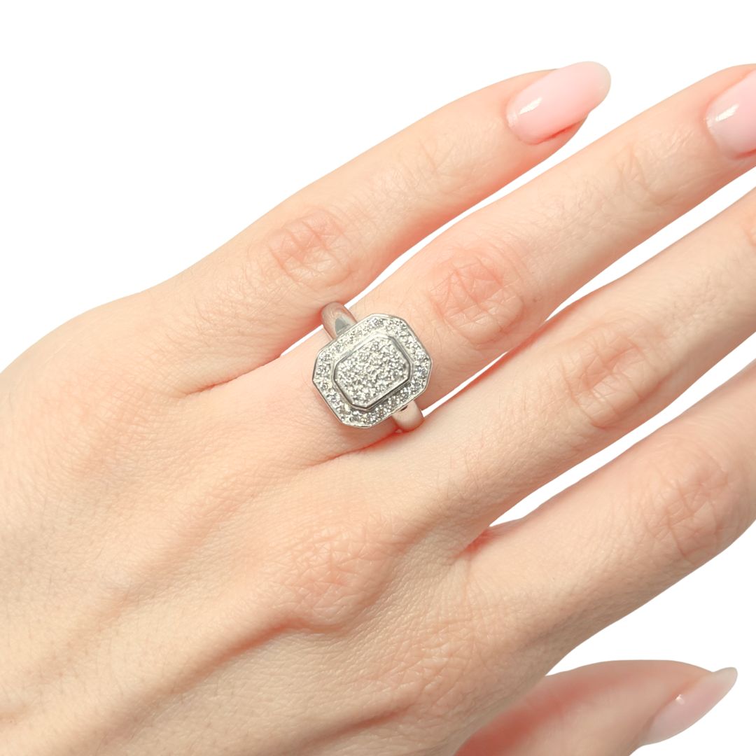 Bague Vintage Art Déco - Or Blanc 750 & Diamants