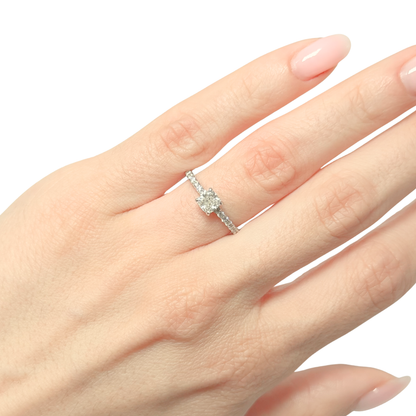 Bague Solitaire - Or Blanc 750 & Diamants