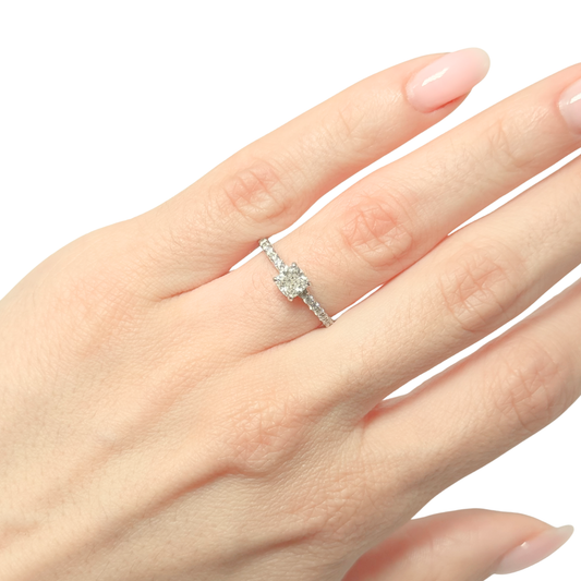 Bague Solitaire - Or Blanc 750 & Diamants