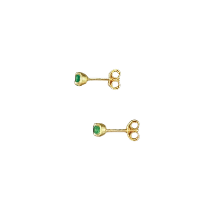 Boucles D'oreilles Puces - Or Jaune 750 & Émeraudes