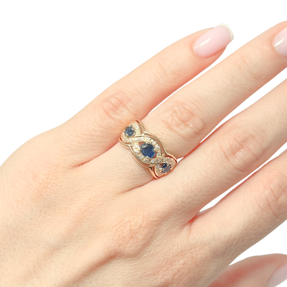 Bague Trilogie - Or Jaune 750 Saphirs & Diamants