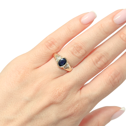 Bague Jonc- Or Jaune 750 Saphir & Diamants