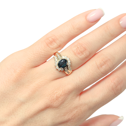 Bague Tourbillon - Or Jaune 750 Saphir & Diamants