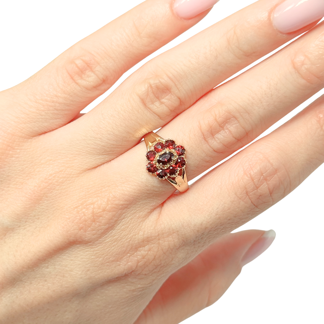 Bague Marguerite - Or Jaune 750 & Grenats